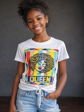 NWT On Fire Black Queen graphic tee size small Drawstring White Rainbow Pride Sm